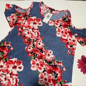 Cherry blossom Sami & Jo top with open shoulders